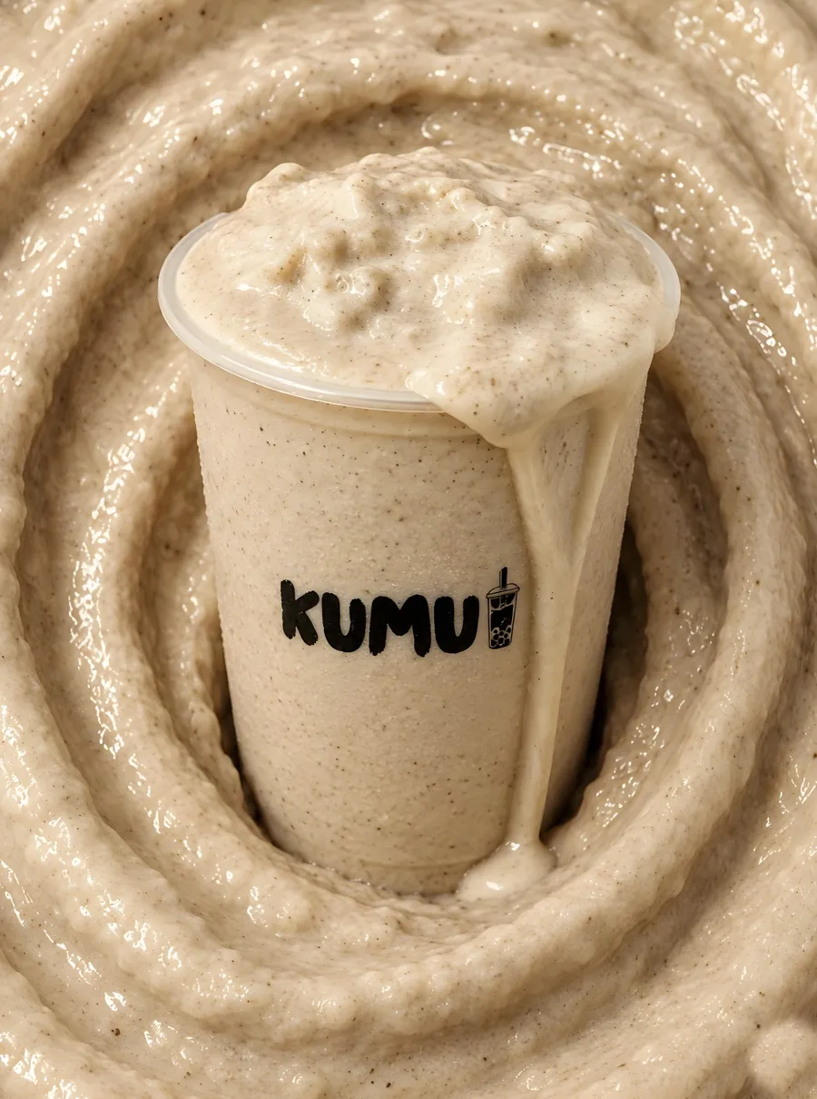 Frappé de chai vainilla de Kumu sobre un remolino de crema