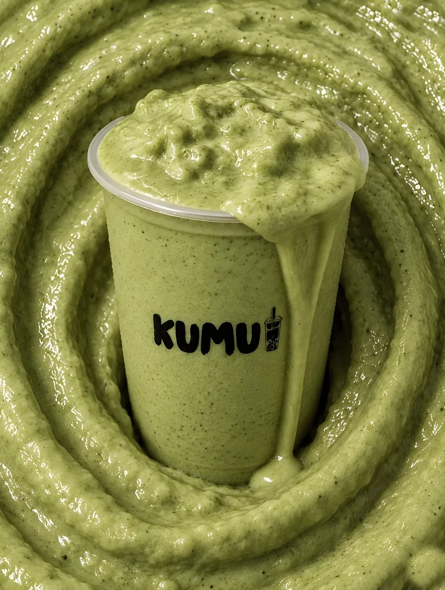 Frappé de matcha de Kumu sobre un remolino verde
